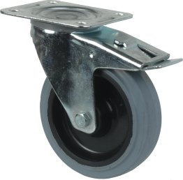 ROUL.CAOUT GRISE PIVOT +FREIN 80X34 CHARGE 100 KG